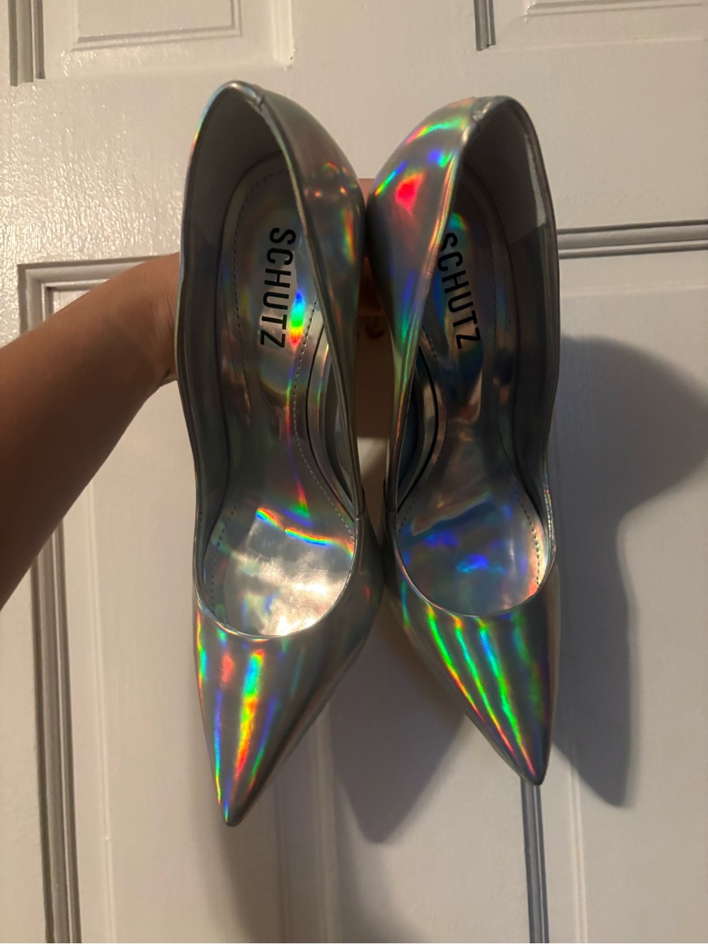 SCHUTZ Iridescent Pointed Toe Stiletto Pump